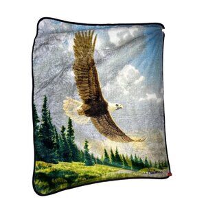 Northwest James Hautman‎ bald eagle fleece throw blanket 58x46”